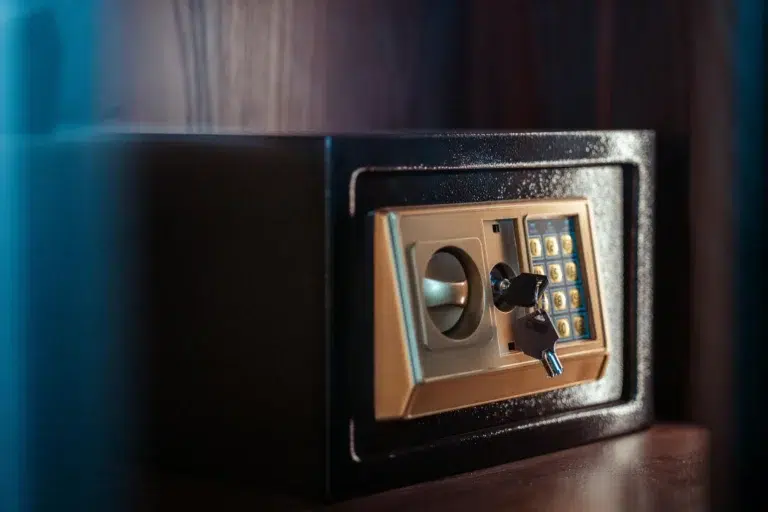 A close-up of an open safe with keys inserted, symbolizing US Bank Startup Funding Options, secure access to loans, credit, and capital for entrepreneurs seeking financial stability and scalable growth.