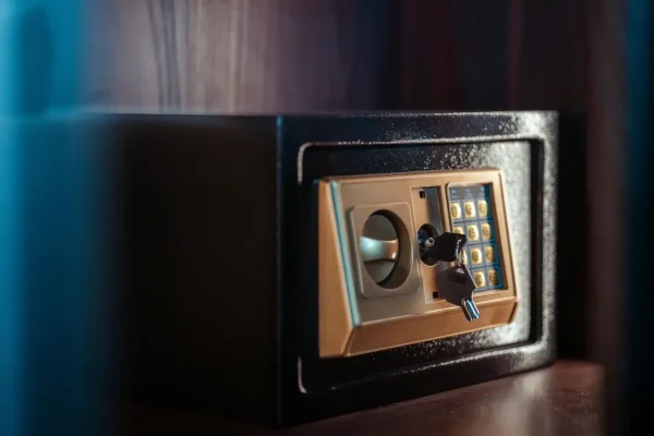 A close-up of an open safe with keys inserted, symbolizing US Bank Startup Funding Options, secure access to loans, credit, and capital for entrepreneurs seeking financial stability and scalable growth.